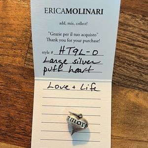 Erica Molinari Puffy Heart Love & Life Sterling Silver Necklace Charm